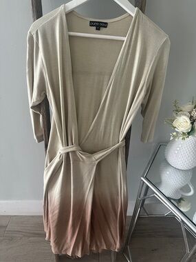Women's Cream-to-Brown Ombre Wrap Robe